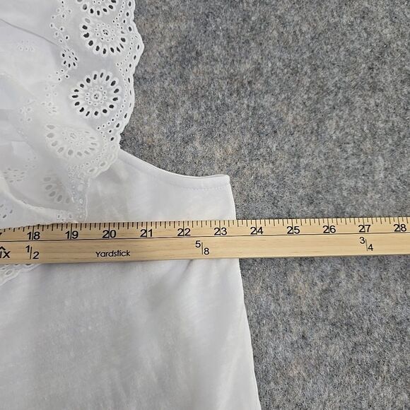 Cato Women's White Sleeveless Dress Plus Size 18 20 Shoulder Eyelet Ruffles NWOT - Picture 7 of 9